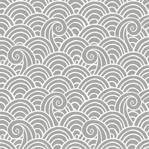 Alorah Grey Abstract Waves Wallpaper