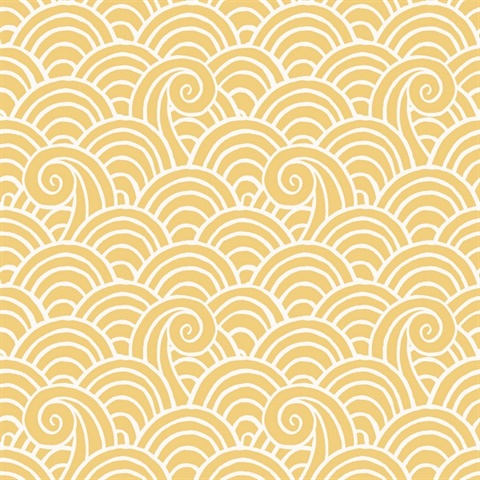 Alorah Yellow Abstract Waves Wallpaper