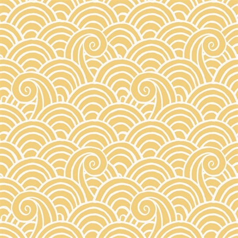 Alorah Yellow Abstract Waves Wallpaper