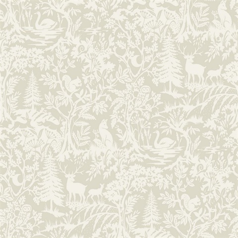 Alrick Taupe Forest Venture Wallpaper