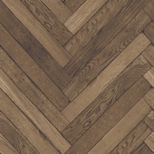 Altadena Dark Brown Diagonal Herringbone Wood Wallpaper