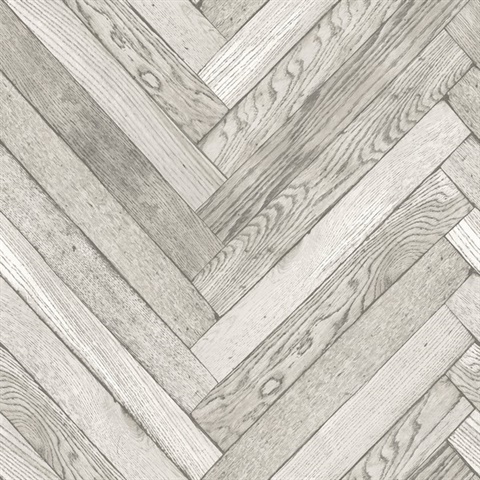 Altadena Light Grey Diagonal Herringbone Wood Wallpaper