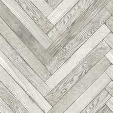 Altadena Light Grey Diagonal Herringbone Wood Wallpaper