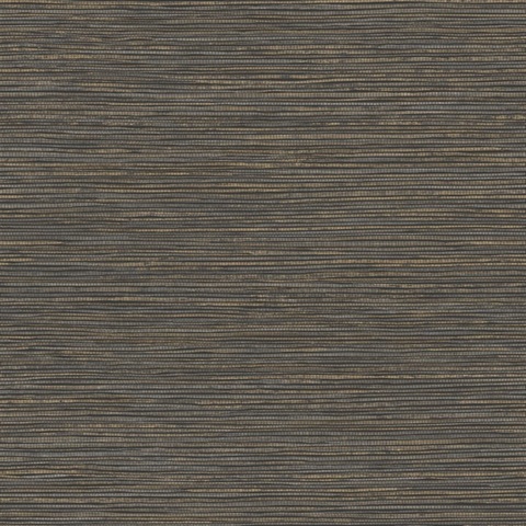 Alton Black Textured Faux Grasscloth Wallpaper