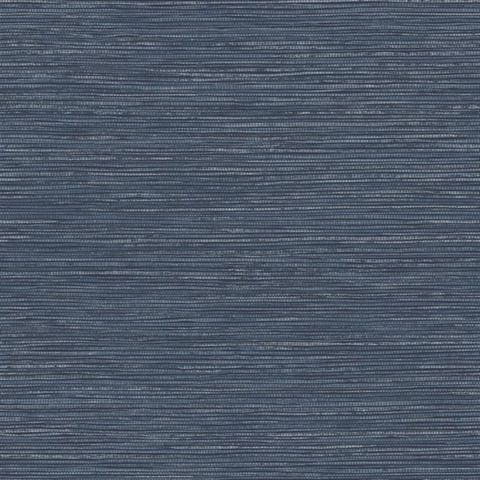 Alton Indigo Textured Faux Grasscloth Wallpaper