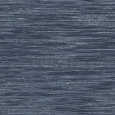 Alton Indigo Textured Faux Grasscloth Wallpaper