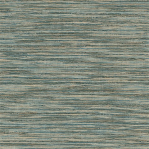Alton Teal Textured Faux Grasscloth Wallpaper