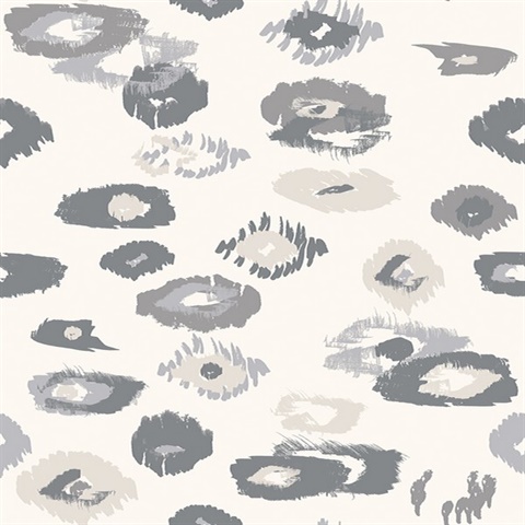 Amara Light Grey Animal Dots Ikat Wallpaper
