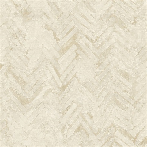 Amesemi Cream Textured Distressed Herringbone Wallpaper
