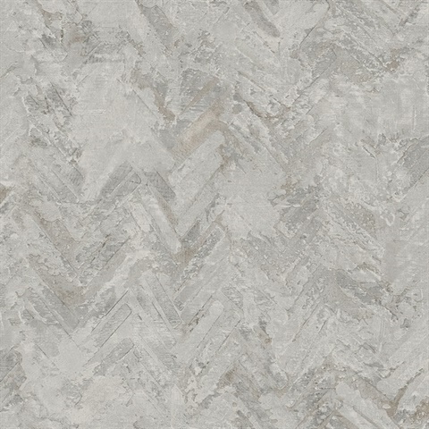 Amesemi Grey Textured Distressed Herringbone Wallpaper