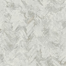 Amesemi Light Grey Textured Distressed Herringbone Wallpaper