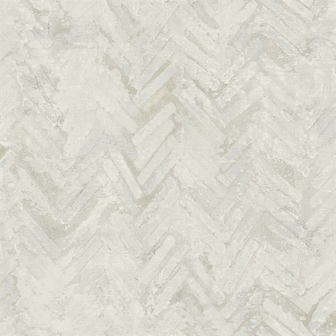 Amesemi Off-White Textured Distressed Herringbone Wallpaper