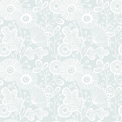 Ana Light Blue Floral Wallpaper