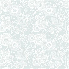 Ana Light Blue Floral Wallpaper