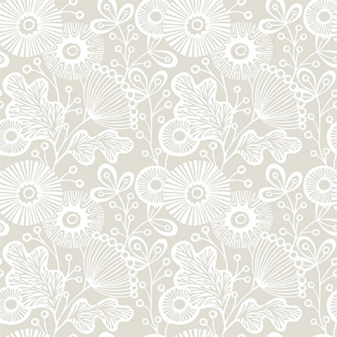 Ana Taupe Floral Wallpaper