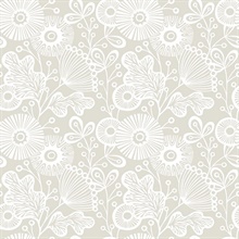 Ana Taupe Floral Wallpaper