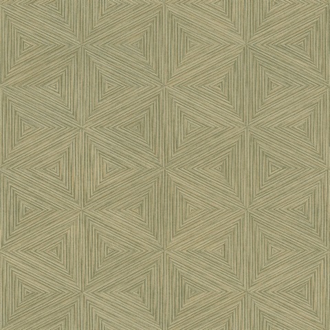 Anara Green Geo Faux Grasscloth Wallpaper