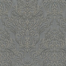 Anders Pewter Textured Classic Damask Wallpaper