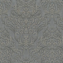 Anders Pewter Textured Classic Damask Wallpaper