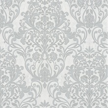 Anders Silver Textured Classic Damask Wallpaper