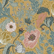 Anemone Mustard Floral Wallpaper