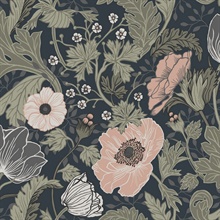 Anemone Navy Floral Wallpaper
