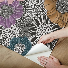 Anemones Black Peel and Stick Wallpaper