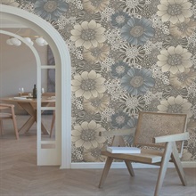 Anemones Brown Peel and Stick Wallpaper