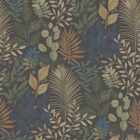 Ängslycka Charcoal Forest Botanicals Wallpaper