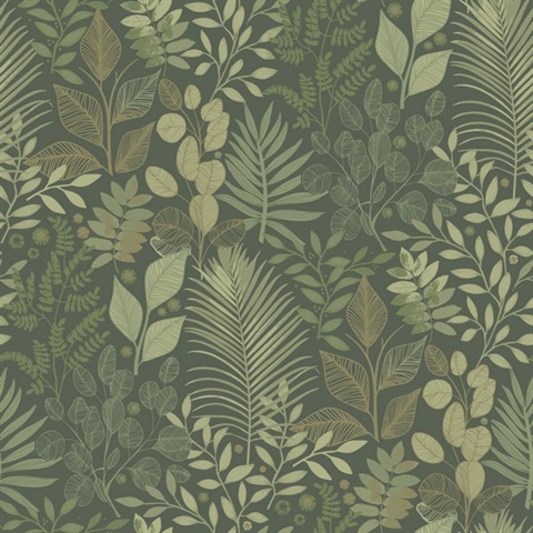 Ängslycka Dark Green Forest Botanicals Wallpaper