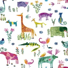 Animals Animal Print Off-White Peel and Stick Wallpaper