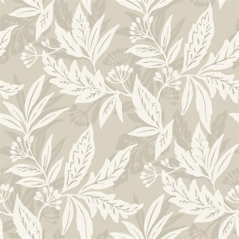 Anita Beige Woodland Floral Wallpaper