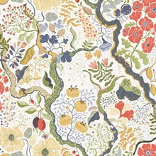 Ann Green Floral Vines Colorful Scandanavian Wallpaper