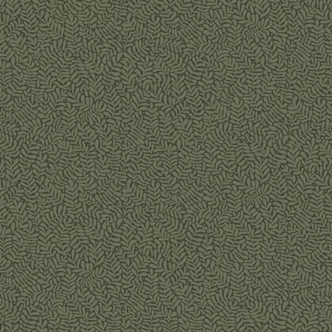 Anna Dark Green Fern Trail Leaf Wallpaper