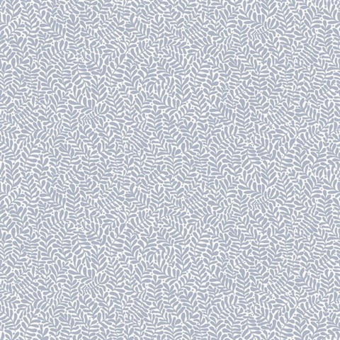 Anna Light Blue Fern Trail Leaf Wallpaper