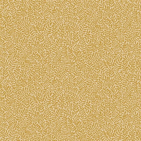 Anna Mustard Fern Trail Leaf Wallpaper
