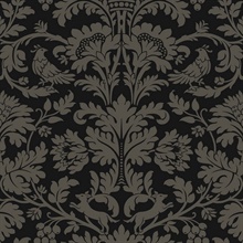 Ansel Damask Damask Ebony & Pavestone Peel and Stick Wallpaper