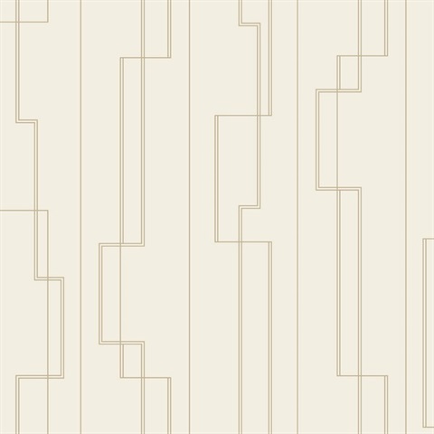 Anson Ivory & Gold Art Deco Vertical Stripe Wallpaper