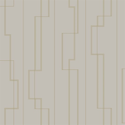 Anson Taupe & Gold Art Deco Vertical Stripe Wallpaper