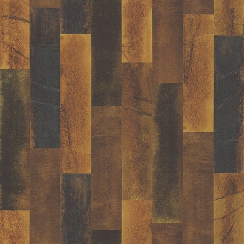 Antique Floorboads Brass Wood Wallpaper