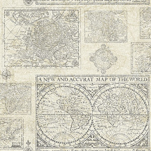 YC61018 Antique Map Wallpaper Boulevard