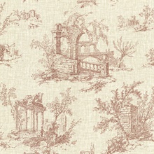 Antiquity Brick Linen Toile Wallpaper