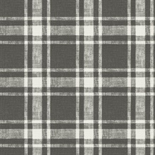 Antoine Charcoal Flannel Plaid Wallpaper