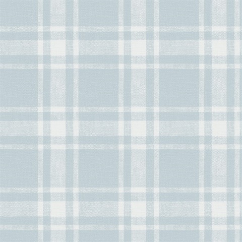 Antoine Sky Blue Flannel Plaid Wallpaper