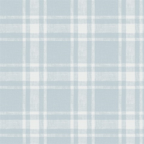 Antoine Sky Blue Flannel Plaid Wallpaper