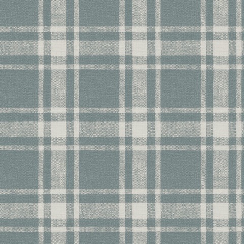 Antoine Slate Blue Flannel Plaid Wallpaper