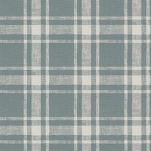 Antoine Slate Blue Flannel Plaid Wallpaper