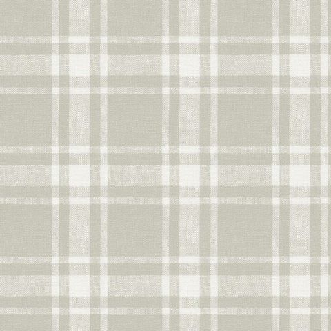 Antoine Taupe Flannel Plaid Wallpaper