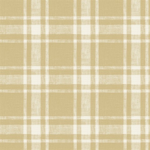 Antoine Wheat Flannel Plaid Wallpaper