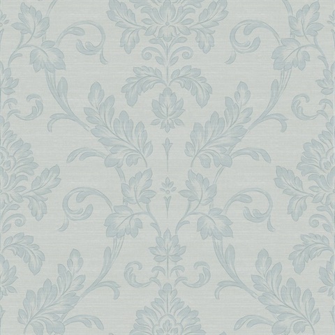 Antonella Light Blue Scroll Damask Wallpaper